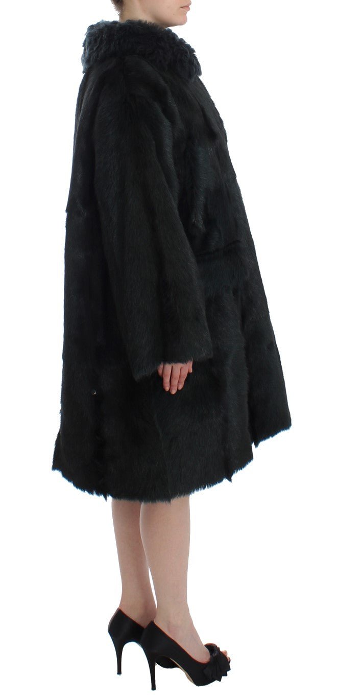 Black Goat Fur Shearling Long Jacket Coat - coffeewithmee2Dolce & GabbanaP0937S