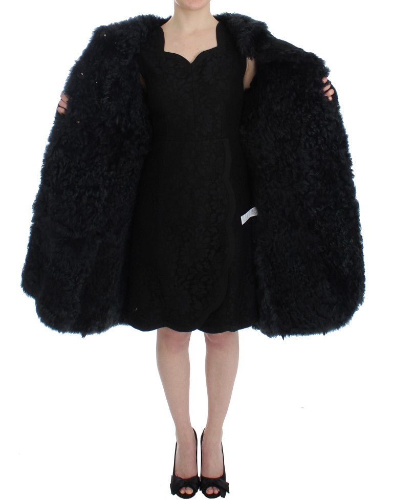 Black Goat Fur Shearling Long Jacket Coat - coffeewithmee2Dolce & GabbanaP0937S