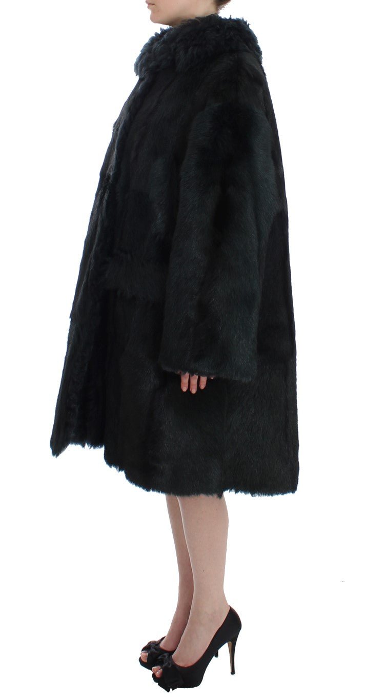 Black Goat Fur Shearling Long Jacket Coat - coffeewithmee2Dolce & GabbanaP0937S