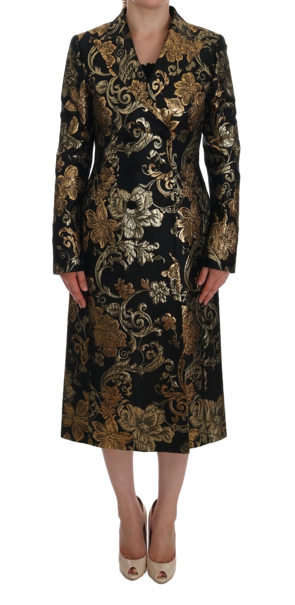 Black Gold Baroque Trench Coat Jacket - coffeewithmee2Dolce & GabbanaP2549S
