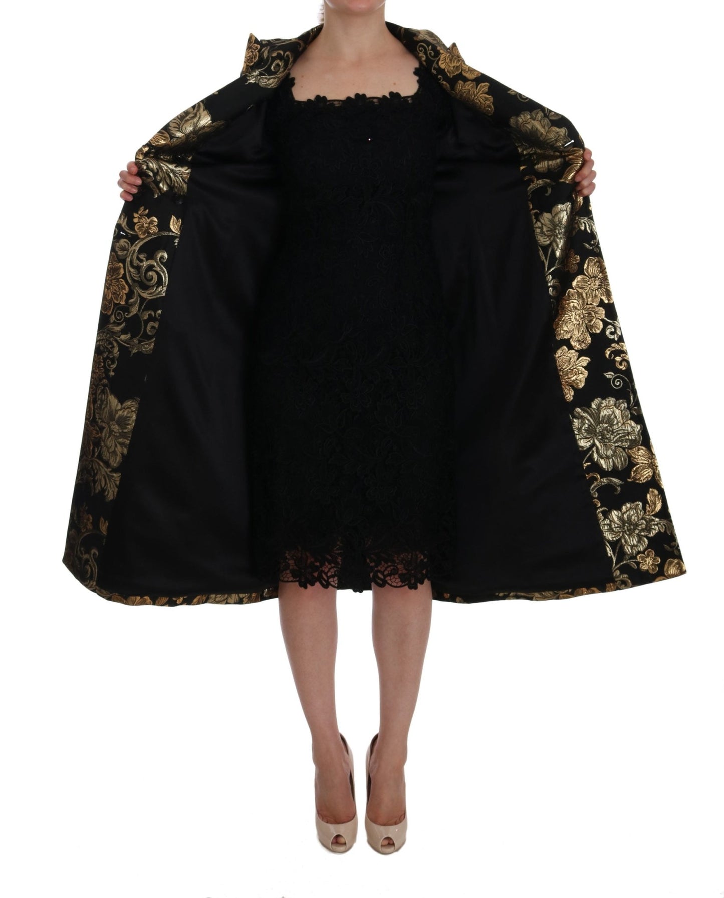 Black Gold Baroque Trench Coat Jacket - coffeewithmee2Dolce & GabbanaP2549S
