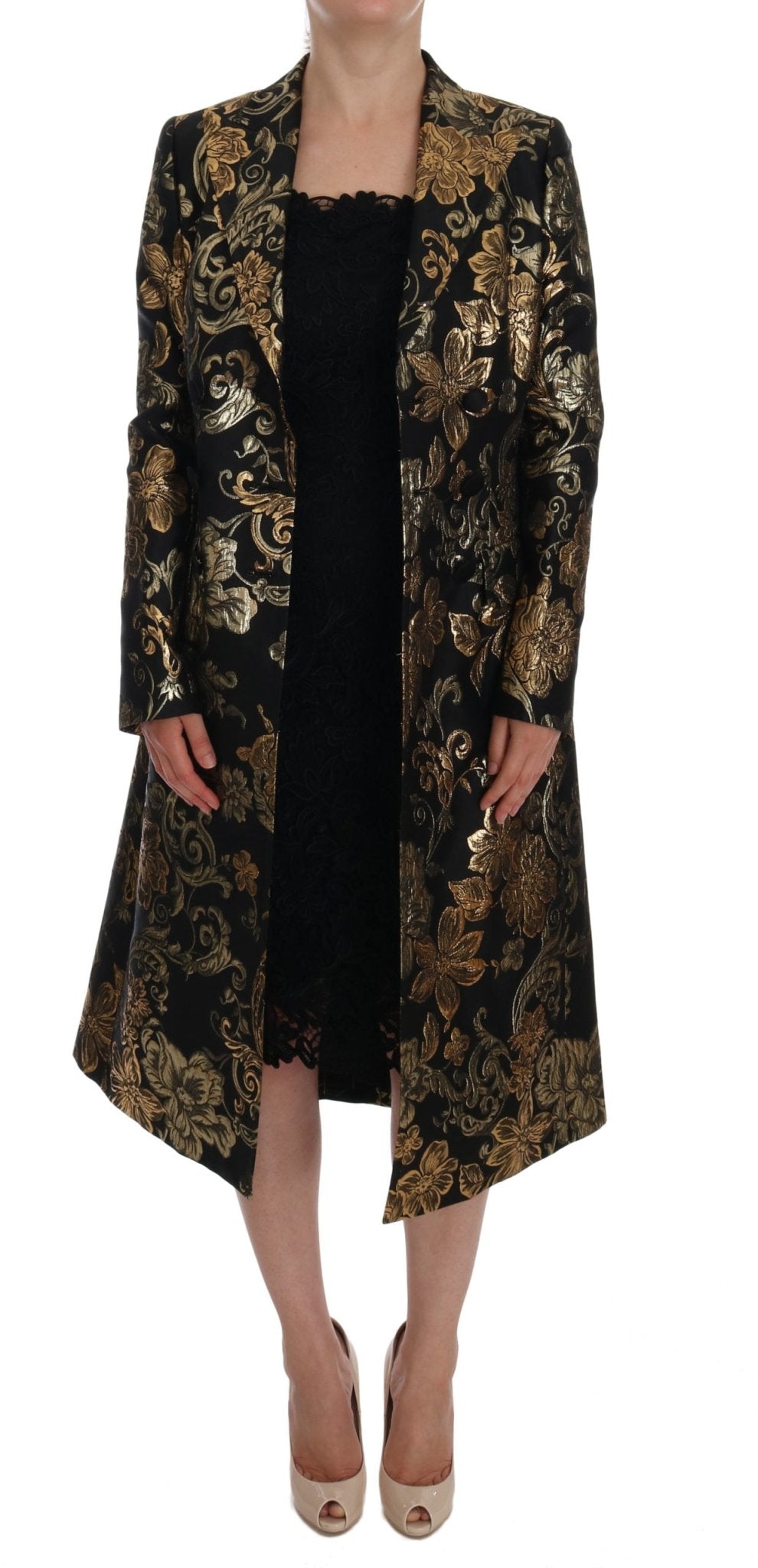 Black Gold Baroque Trench Coat Jacket - coffeewithmee2Dolce & GabbanaP2549S