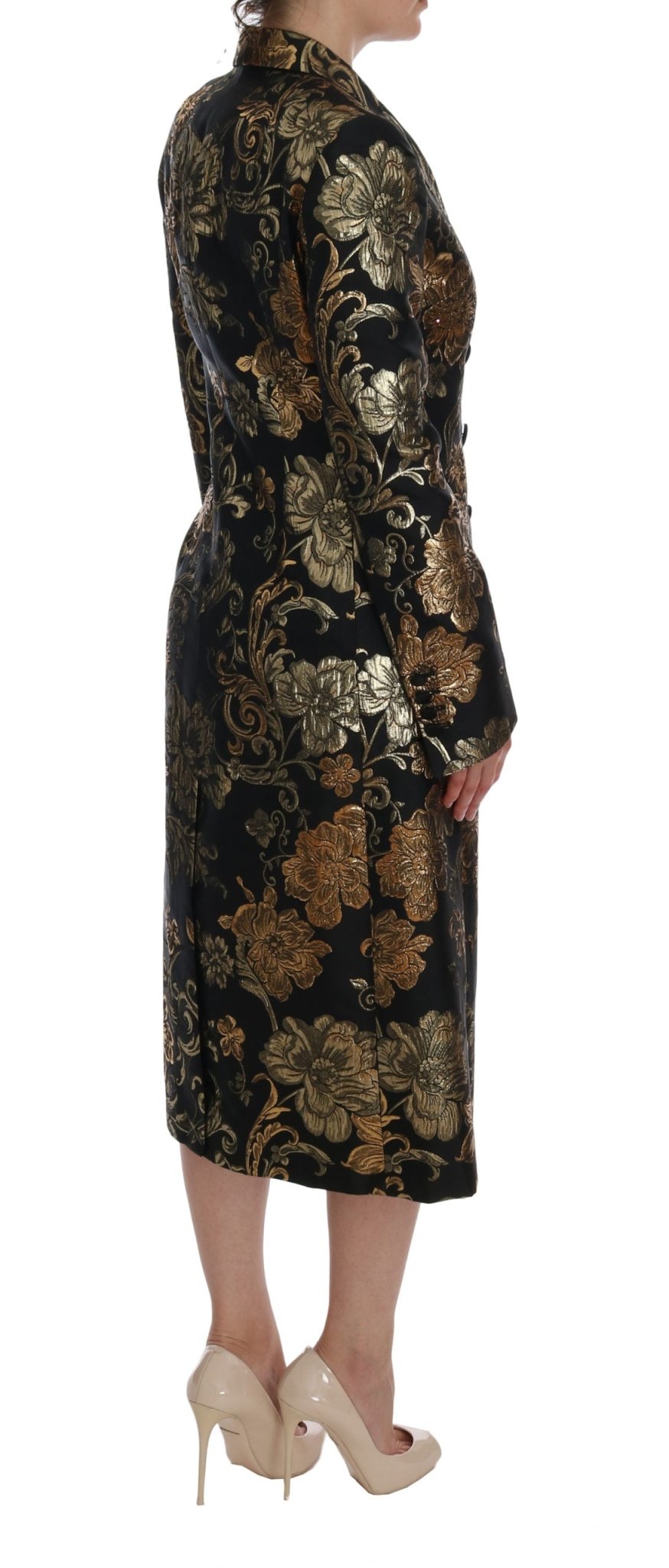 Black Gold Baroque Trench Coat Jacket - coffeewithmee2Dolce & GabbanaP2549S