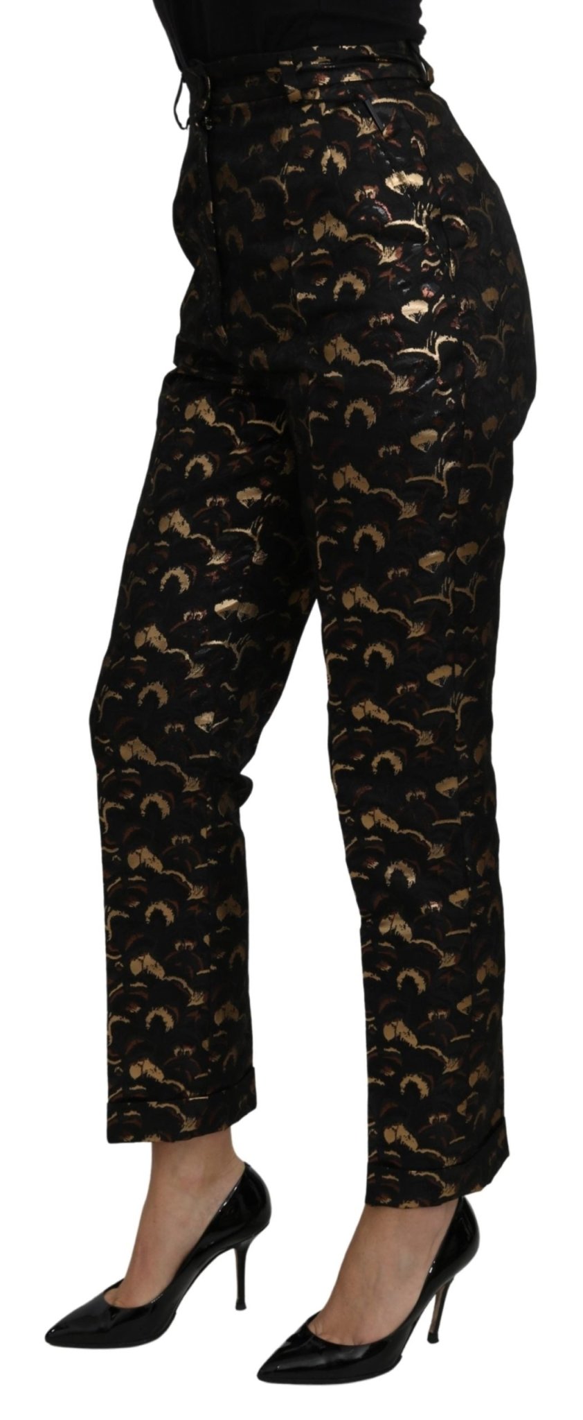 Black Gold Brocade High Waist Pants - coffeewithmee2Dolce & GabbanaP3218S