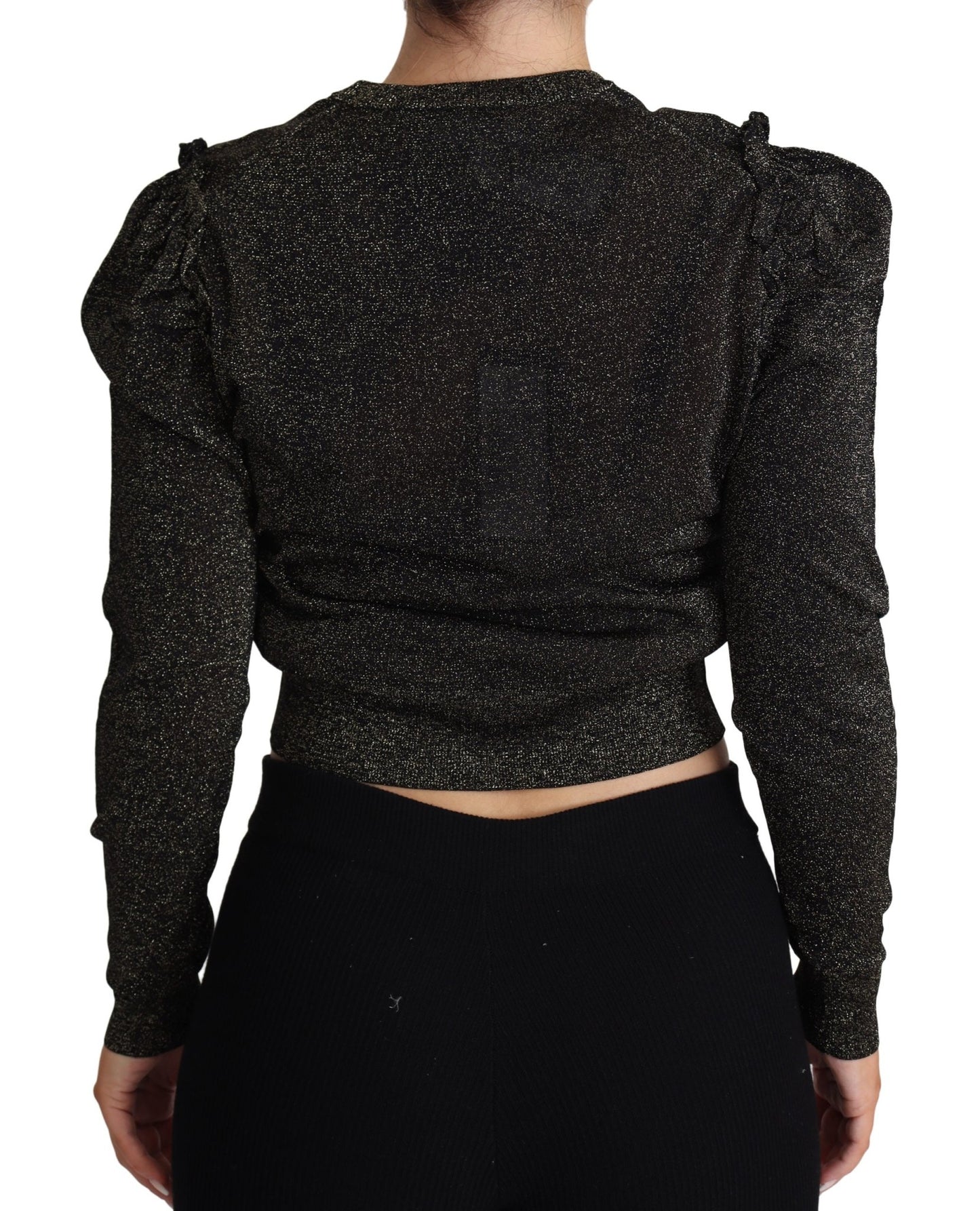 Black Gold Cropped Women Pullover Sweater - coffeewithmee2Dolce & GabbanaP3832S