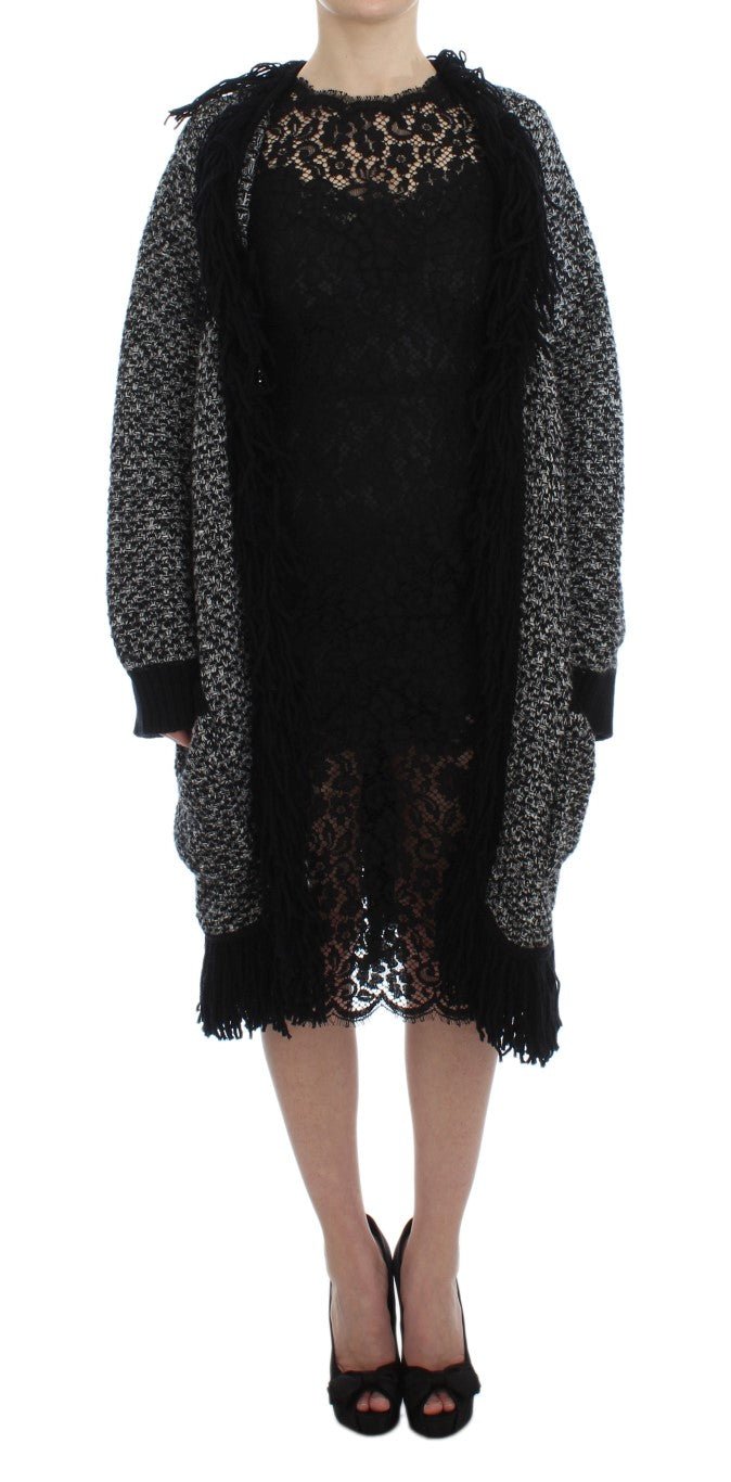 Black Gray Long Cape Cardigan Sweater - coffeewithmee2Dolce & GabbanaP1794S