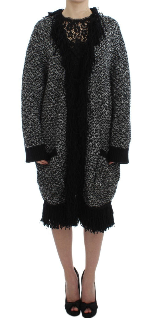 Black Gray Long Cape Cardigan Sweater - coffeewithmee2Dolce & GabbanaP1794S