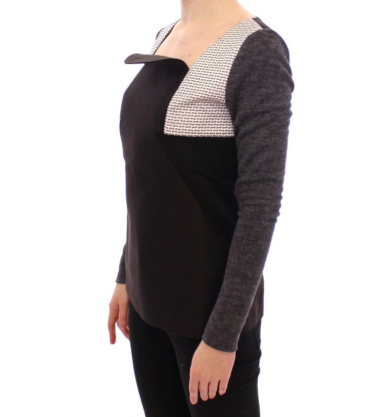 Black Gray Longsleeve Pullover Sweater - coffeewithmee2KAALE SUKTAEP1236S