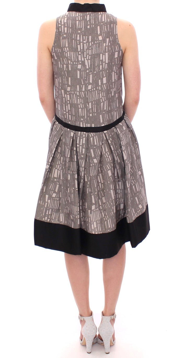 Black Gray Silk A-Line Shift Dress - coffeewithmee2ComeforbreakfastP1232S
