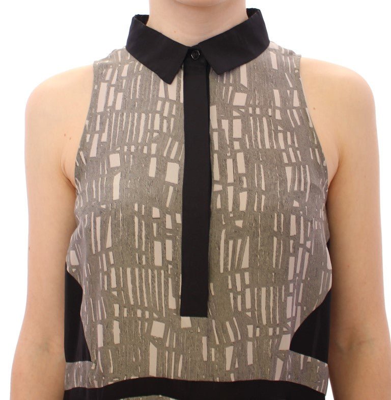 Black Gray Silk A-Line Shift Dress - coffeewithmee2ComeforbreakfastP1232S