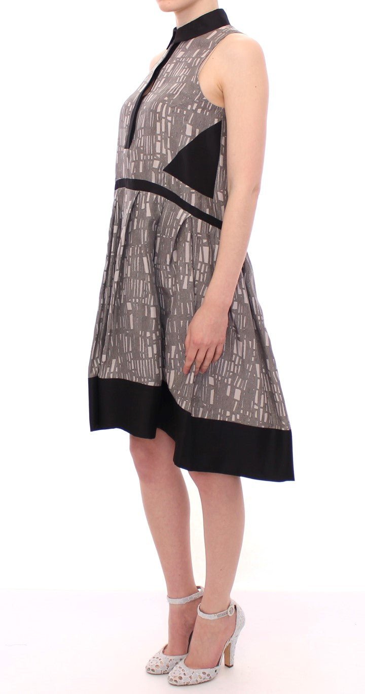 Black Gray Silk A-Line Shift Dress - coffeewithmee2ComeforbreakfastP1232S