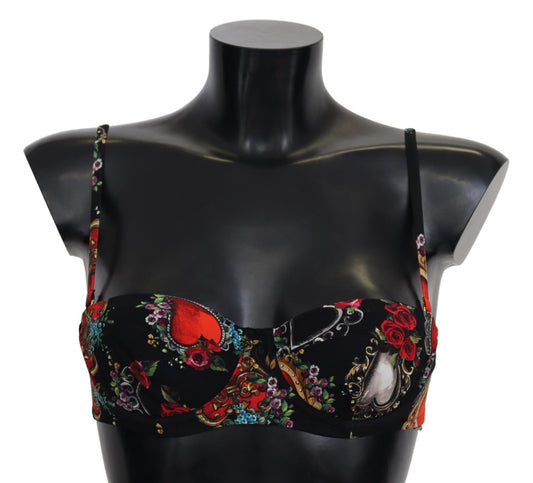 Black Heart Floral Print Beachwear Bikini Tops - coffeewithmee2Dolce & GabbanaP4109S