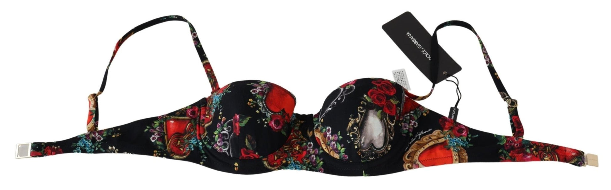 Black Heart Floral Print Beachwear Bikini Tops - coffeewithmee2Dolce & GabbanaP4109S