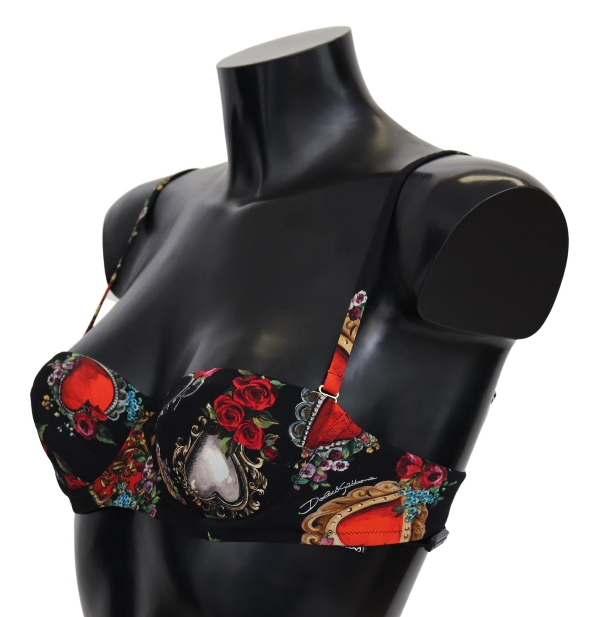 Black Heart Floral Print Beachwear Bikini Tops - coffeewithmee2Dolce & GabbanaP4109S