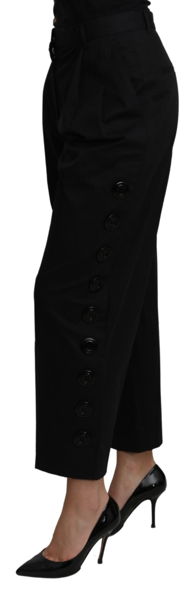 Black High Waist Cropped Cotton Stretch Pants - coffeewithmee2Dolce & GabbanaP3228S