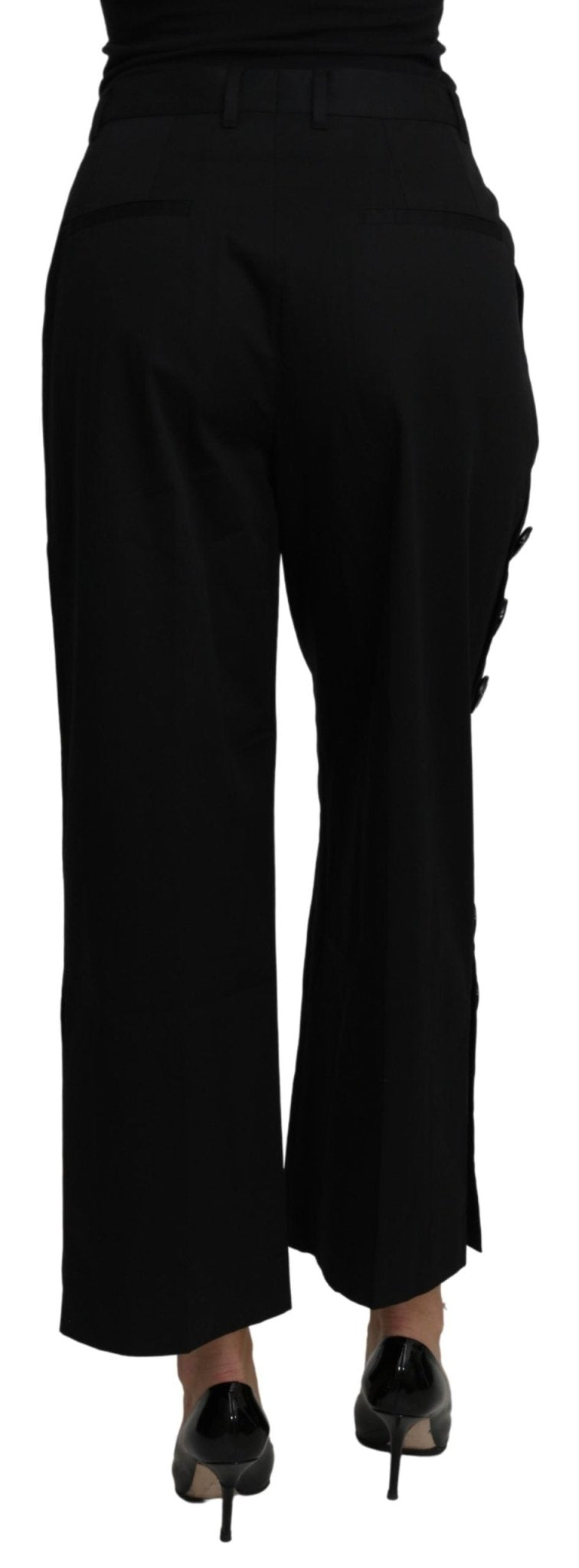 Black High Waist Cropped Cotton Stretch Pants - coffeewithmee2Dolce & GabbanaP3228S