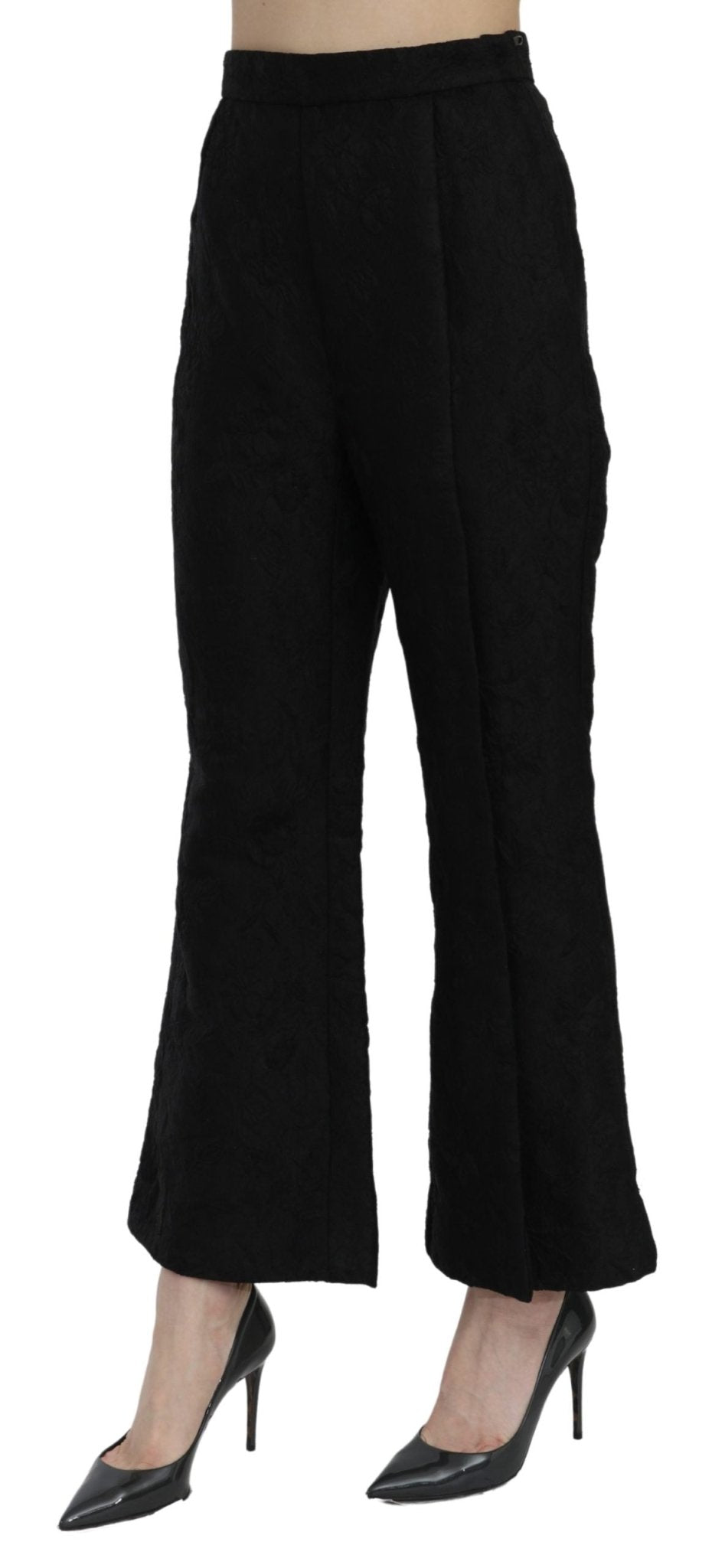 Black High Waist Flared Cropped Brocade Pants - coffeewithmee2Dolce & GabbanaP3217S