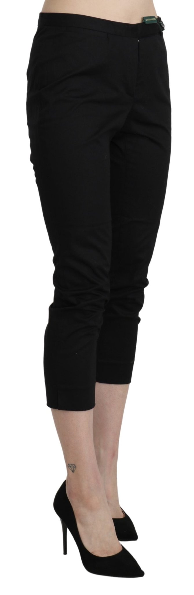 Black High Waist Skinny Cropped Dress Trouser Pants - coffeewithmee2BENCIVENGAP3383S