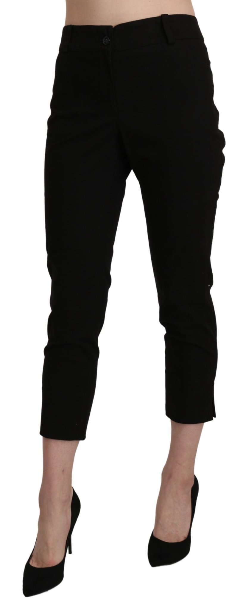 Black High Waist Skinny Cropped Dress Trouser Pants - coffeewithmee2BENCIVENGAP3402S