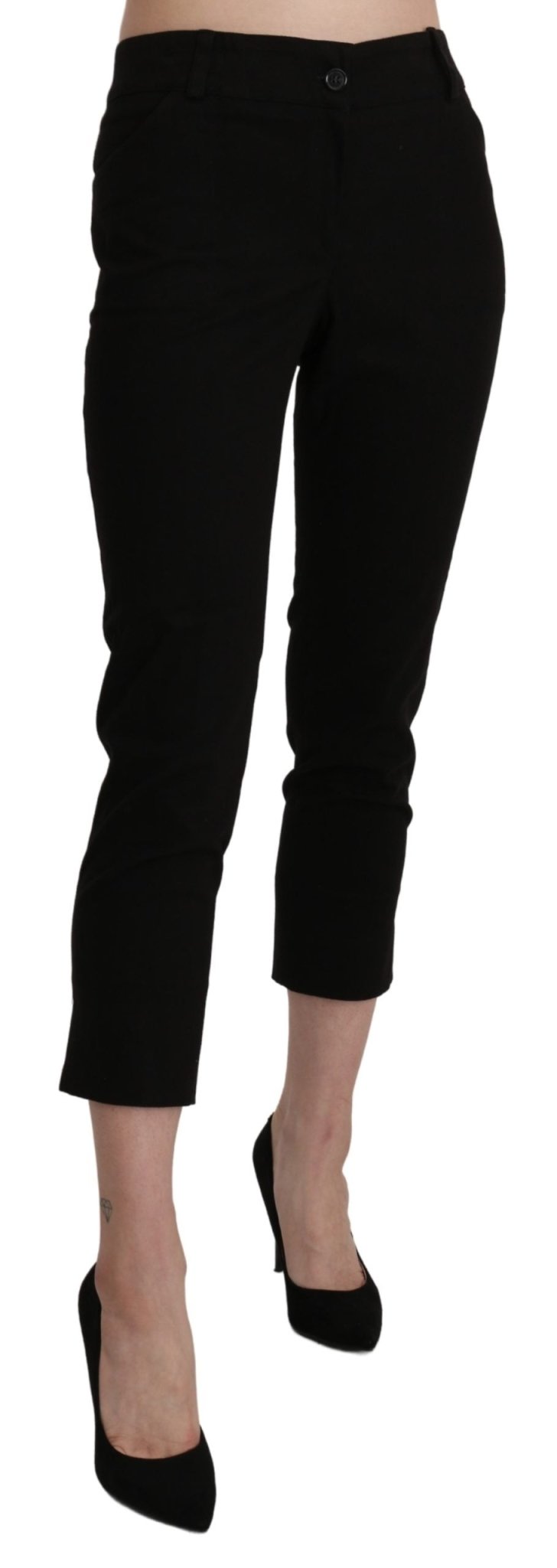 Black High Waist Skinny Cropped Dress Trouser Pants - coffeewithmee2BENCIVENGAP3402S