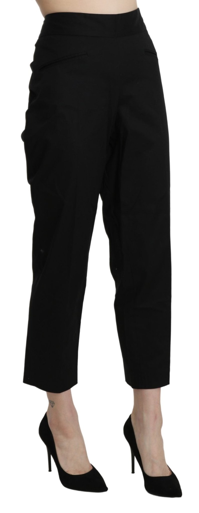 Black High Waist Straight Cropped Dress Pants - coffeewithmee2BENCIVENGAP3376S