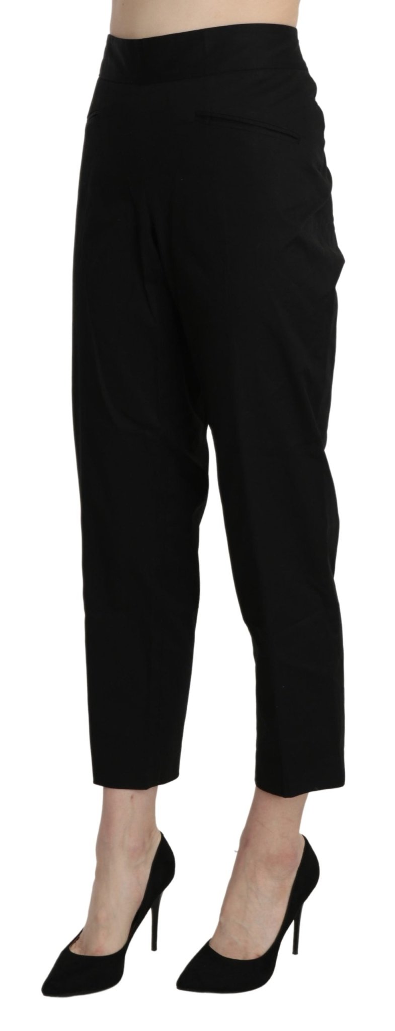 Black High Waist Straight Cropped Dress Pants - coffeewithmee2BENCIVENGAP3376S