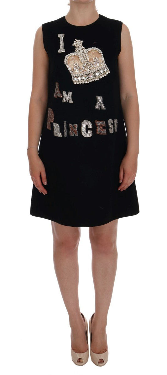 Black I AM A PRINCESS Crystal Shift Dress - coffeewithmee2Dolce & GabbanaP5721S