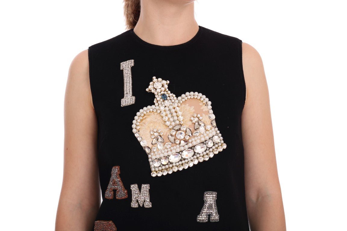 Black I AM A PRINCESS Crystal Shift Dress - coffeewithmee2Dolce & GabbanaP1977S