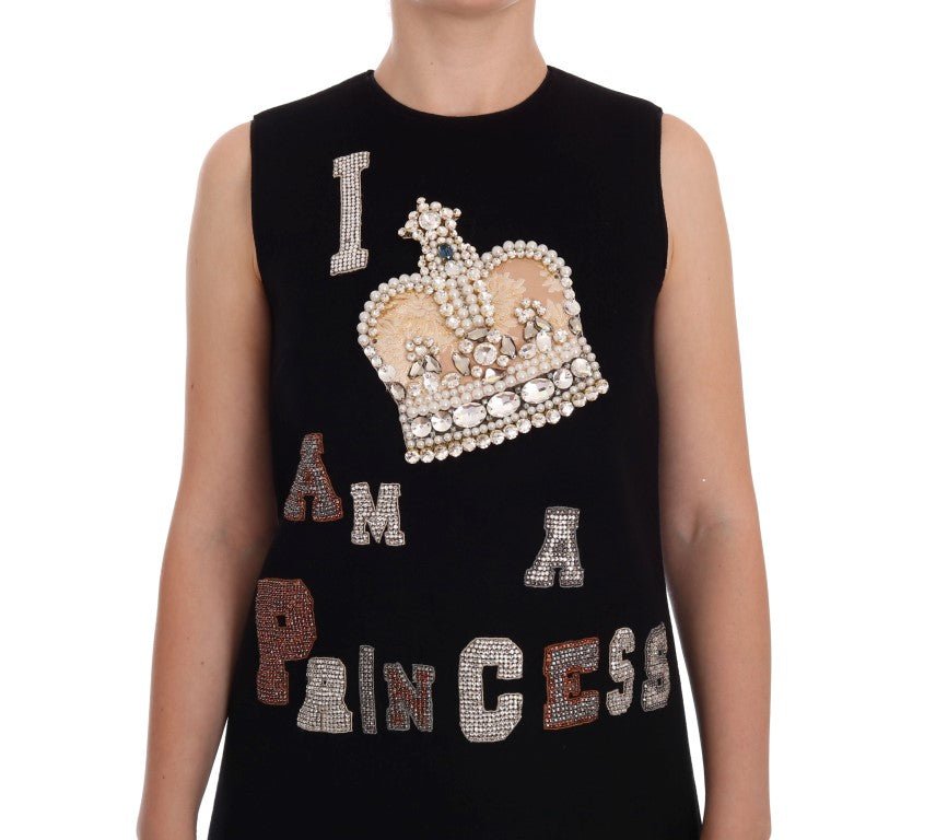 Black I AM A PRINCESS Crystal Shift Dress - coffeewithmee2Dolce & GabbanaP1977S