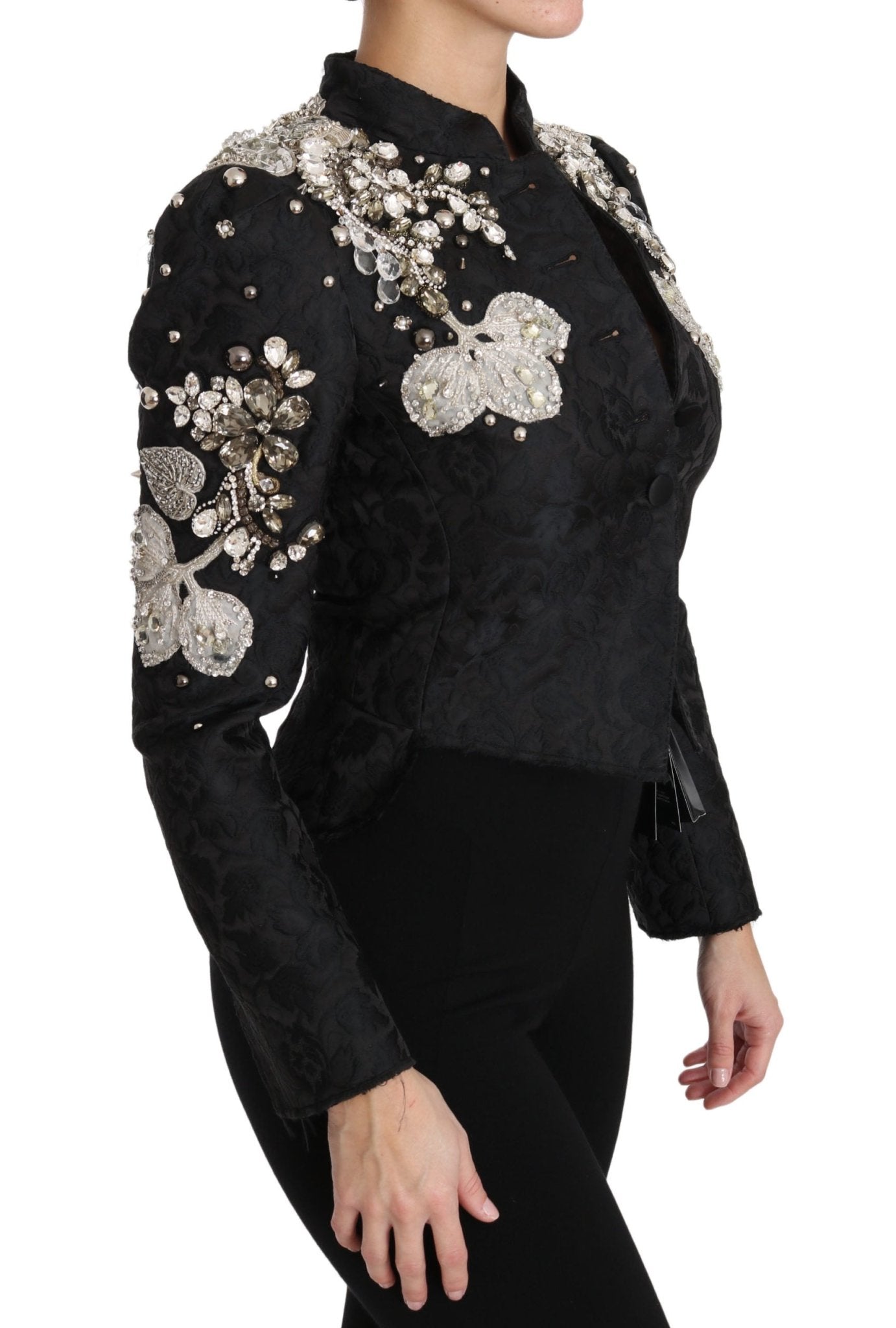 Black Jacquard Crystal Floral Jacket - coffeewithmee2Dolce & GabbanaP2260S