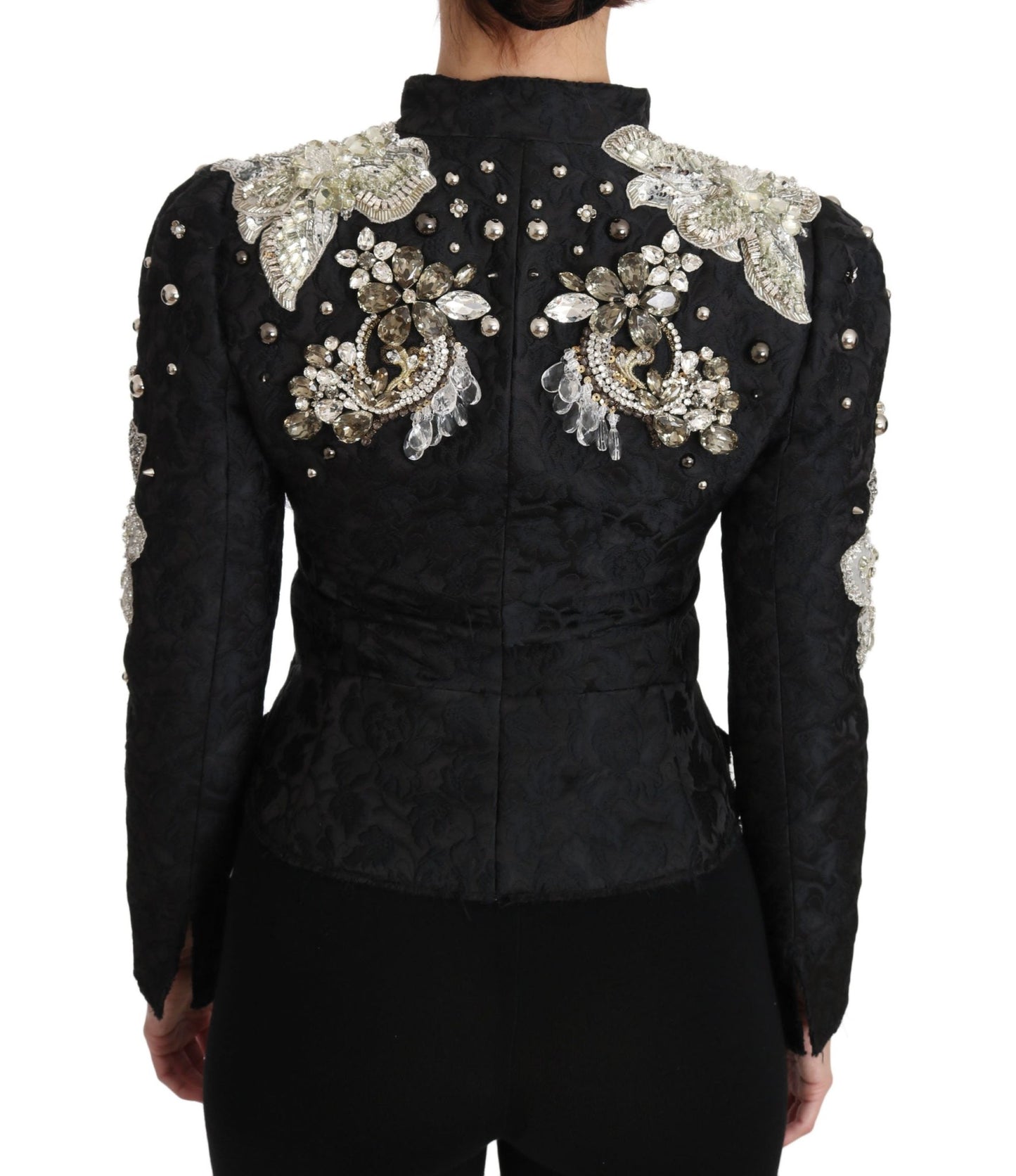 Black Jacquard Crystal Floral Jacket - coffeewithmee2Dolce & GabbanaP2260S