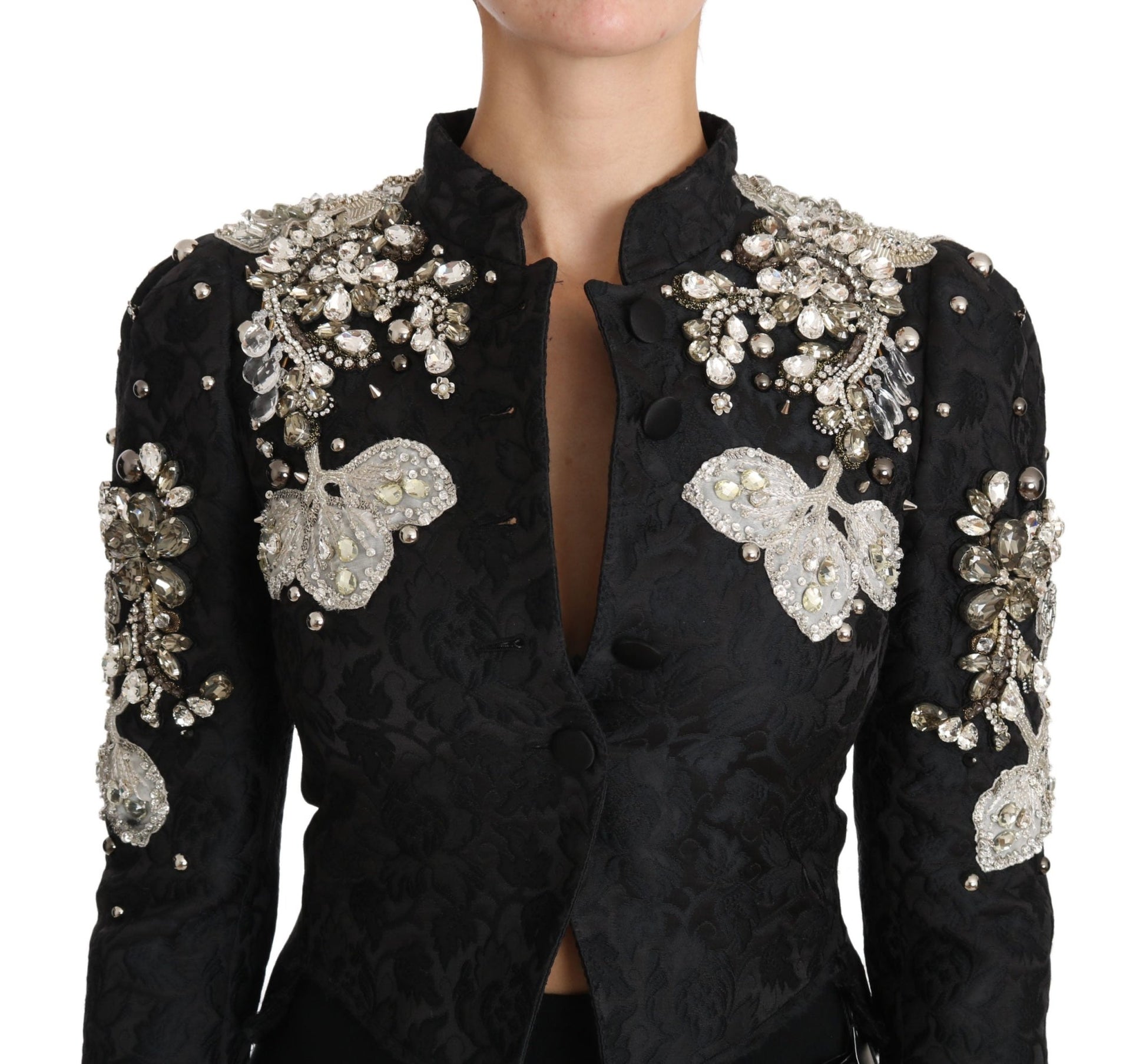 Black Jacquard Crystal Floral Jacket - coffeewithmee2Dolce & GabbanaP2260S