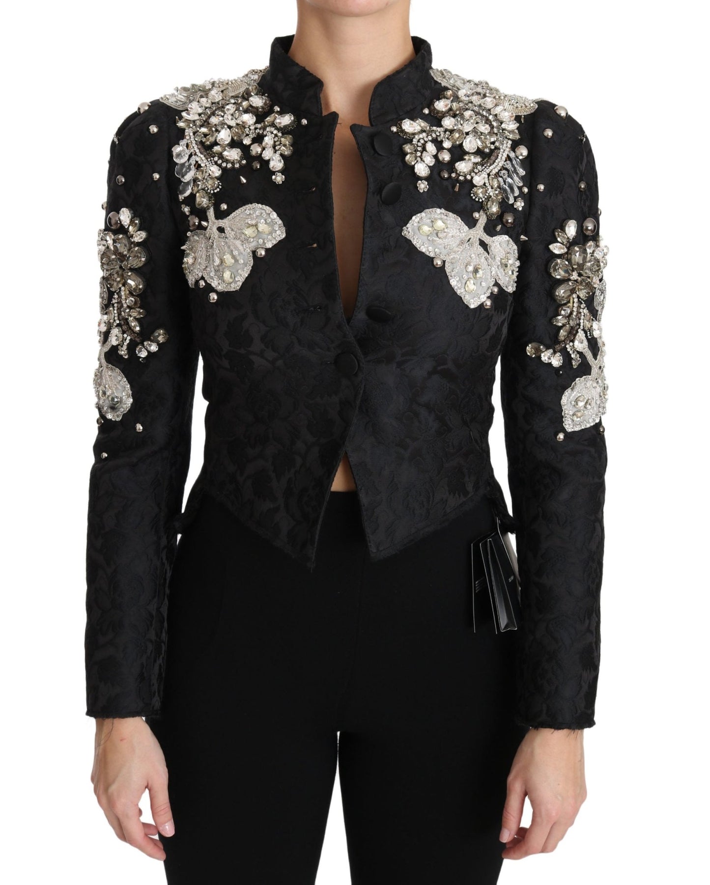 Black Jacquard Crystal Floral Jacket - coffeewithmee2Dolce & GabbanaP2260S