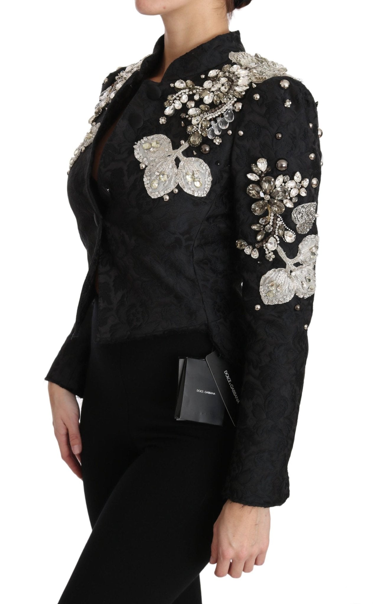 Black Jacquard Crystal Floral Jacket - coffeewithmee2Dolce & GabbanaP2260S