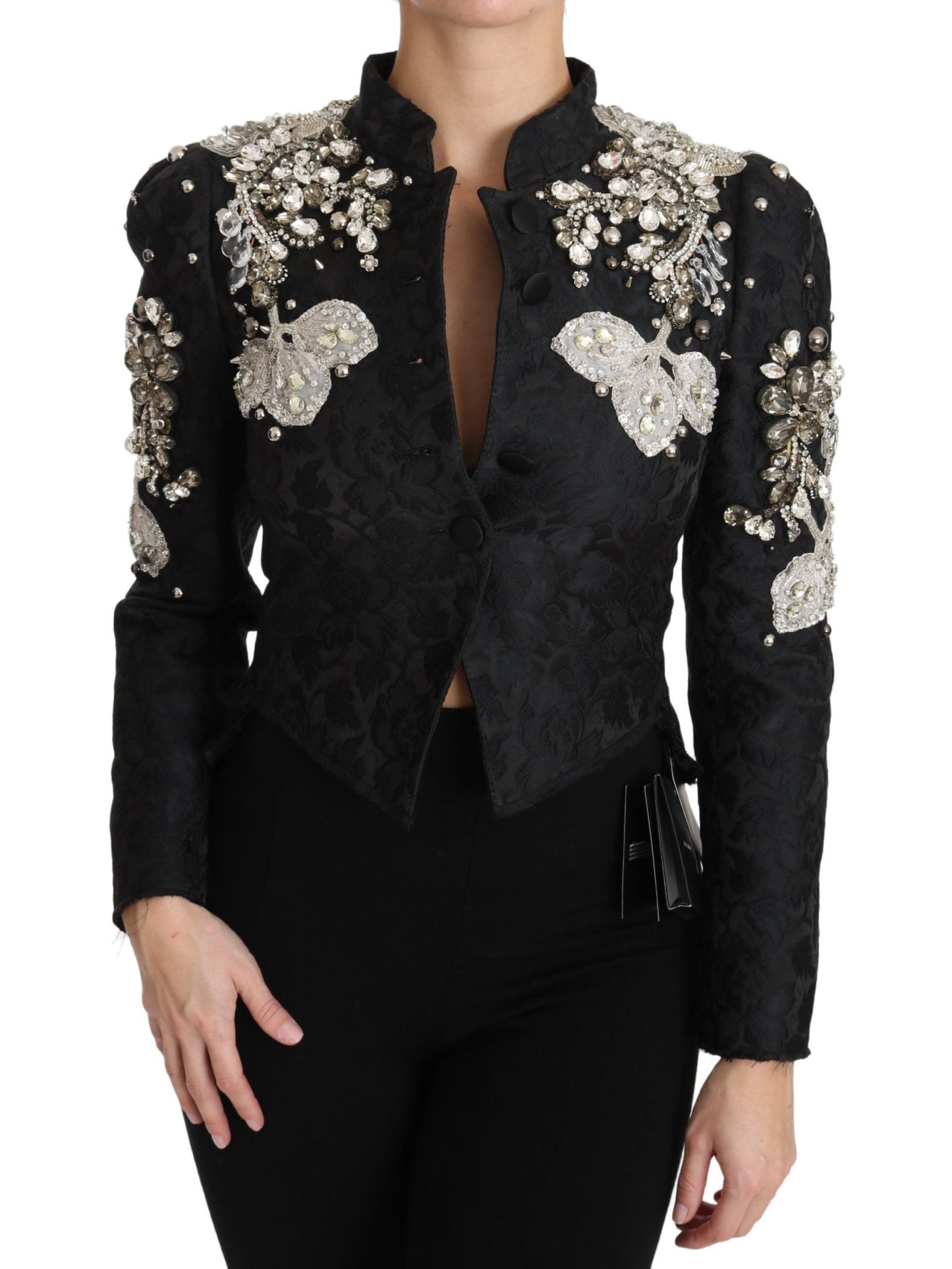 Black Jacquard Crystal Floral Jacket - coffeewithmee2Dolce & GabbanaP2260S