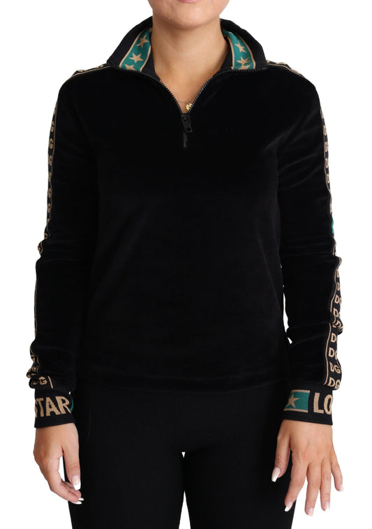 Black Jacquard DG Logo Velvet Sweatshirt Jacket - coffeewithmee2Dolce & GabbanaP3849S