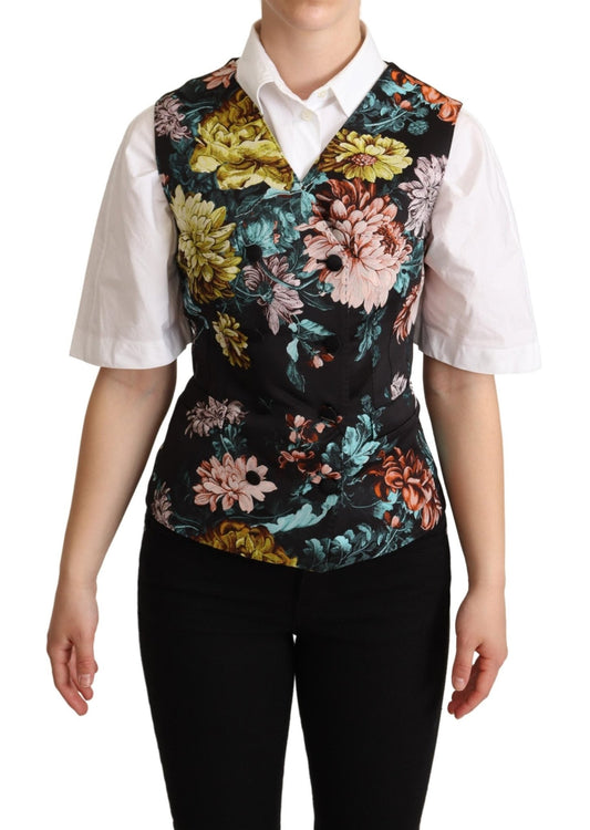 Black Jacquard Floral Waistcoat Vest - coffeewithmee2Dolce & GabbanaP5282S