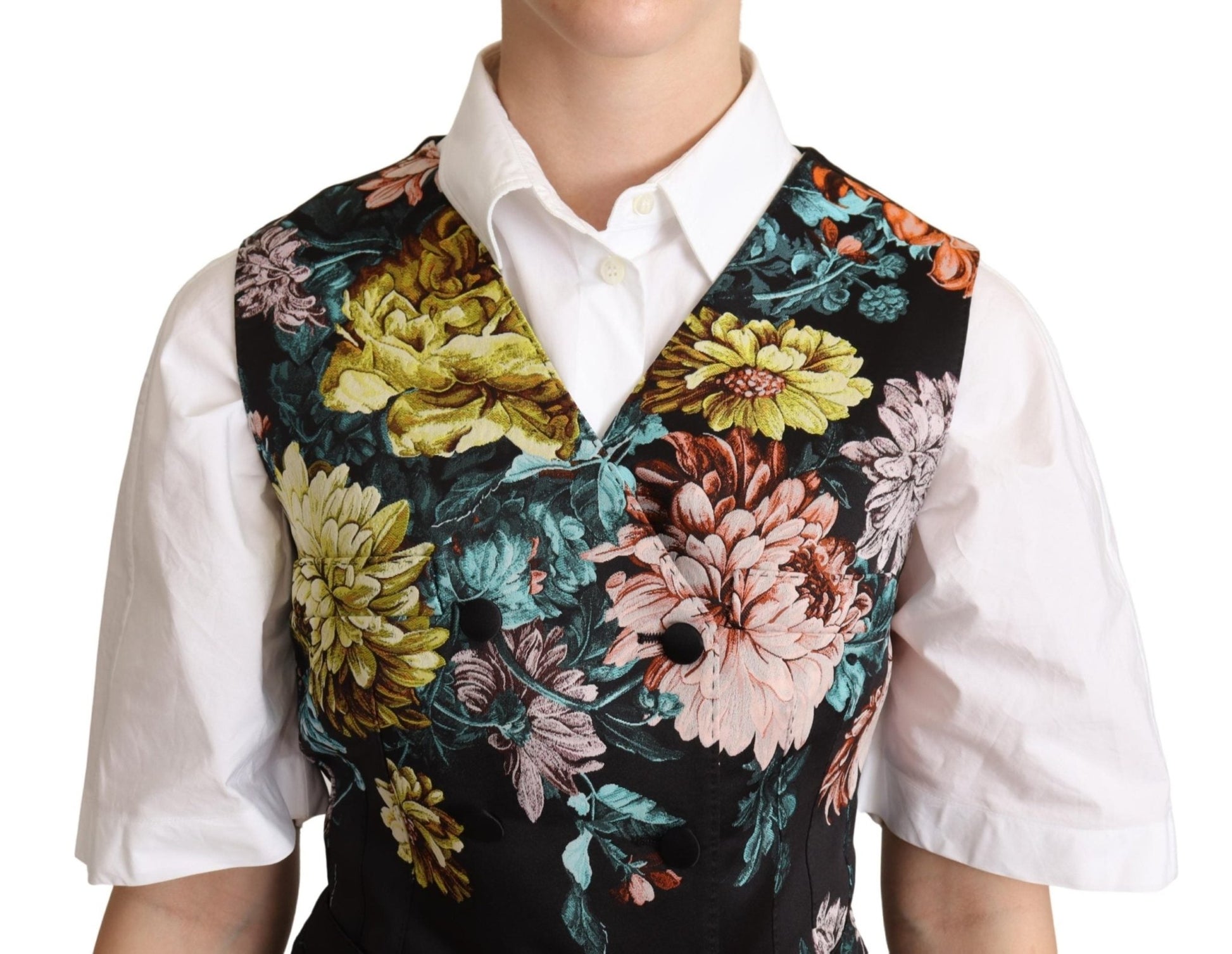 Black Jacquard Floral Waistcoat Vest - coffeewithmee2Dolce & GabbanaP5282S