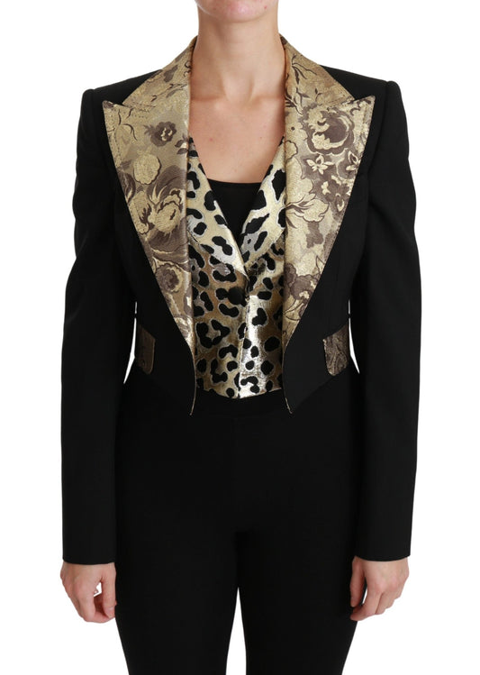 Black Jacquard Vest Blazer Coat Wool Jacket - coffeewithmee2Dolce & GabbanaP2983S