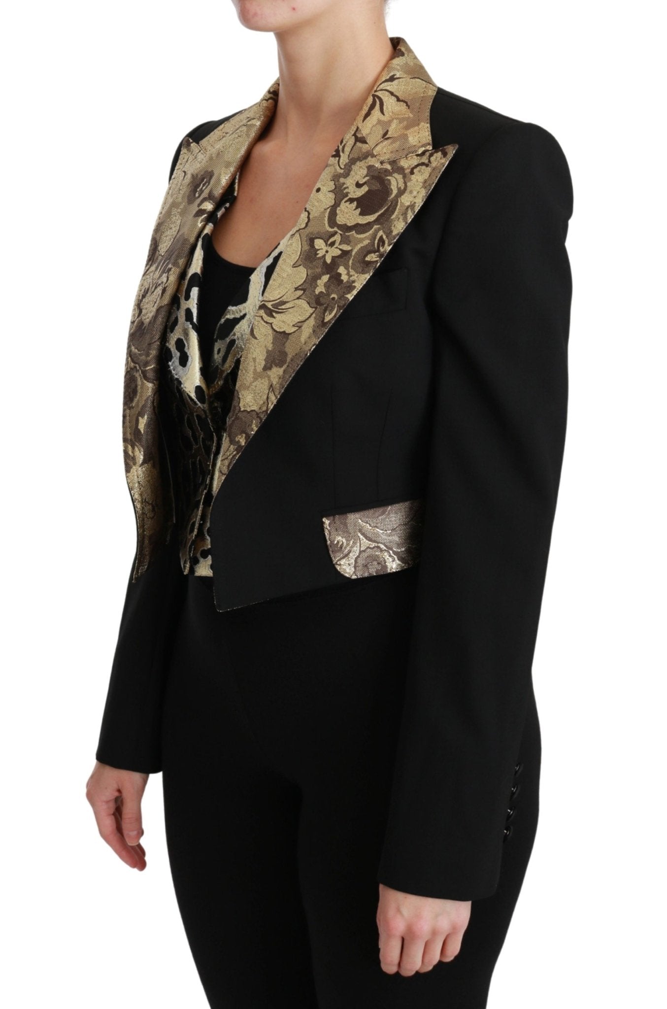 Black Jacquard Vest Blazer Coat Wool Jacket - coffeewithmee2Dolce & GabbanaP2983S