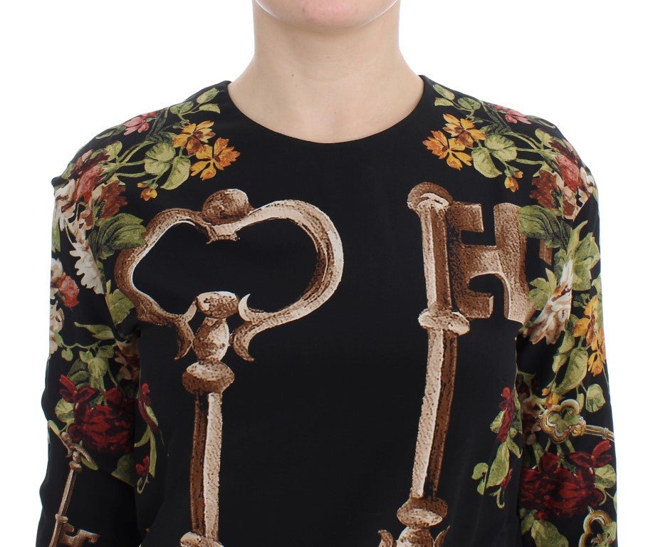 Black Key Floral Print Silk Blouse Top - coffeewithmee2Dolce & GabbanaP0922S