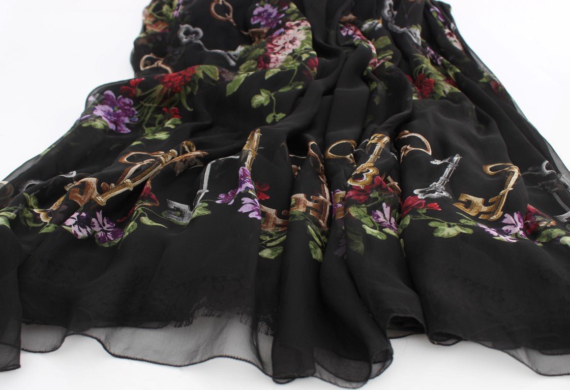 Black Key Print Silk Crystal Brooch Dress - coffeewithmee2Dolce & GabbanaP1144S