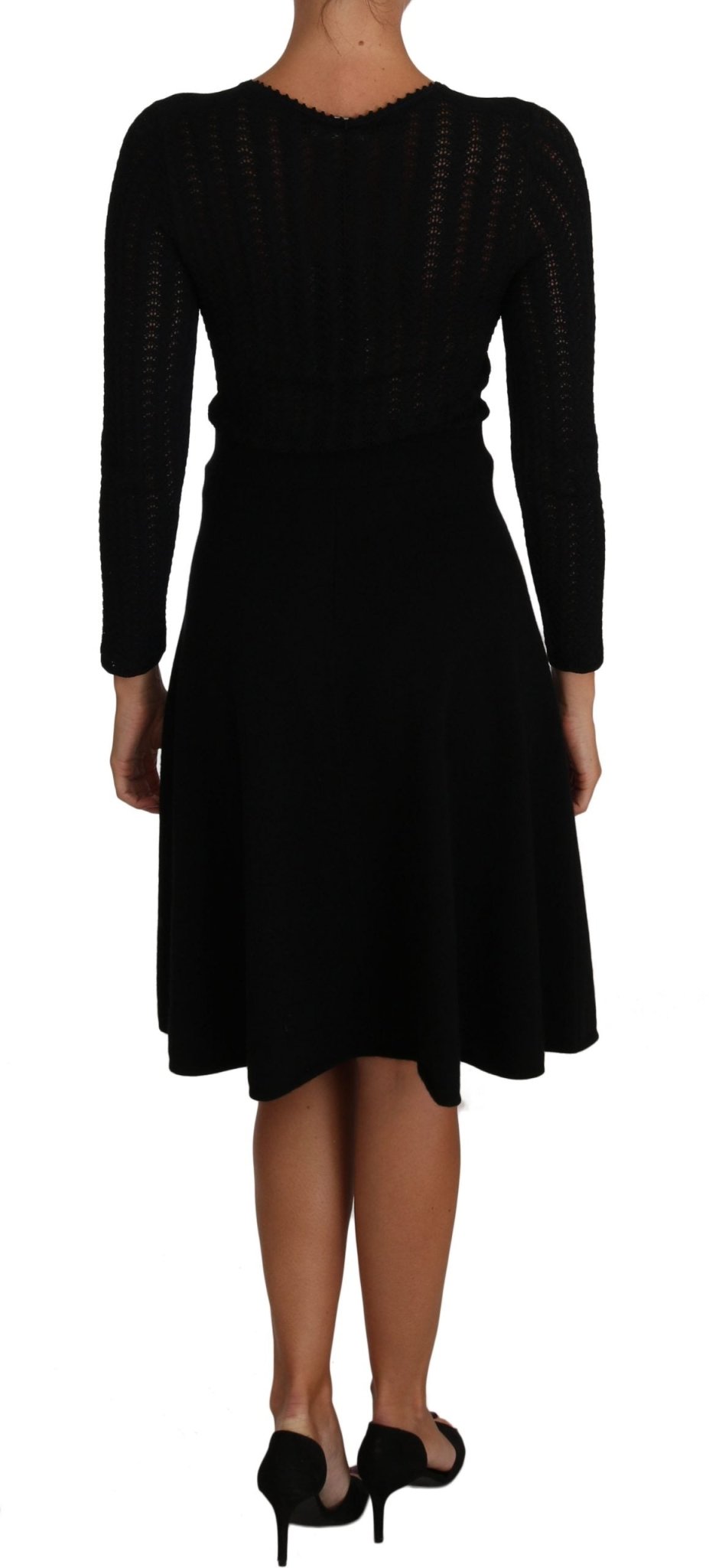 Black Knitted Wool Sheath Long Sleeves Dress - coffeewithmee2Dolce & GabbanaP1398S