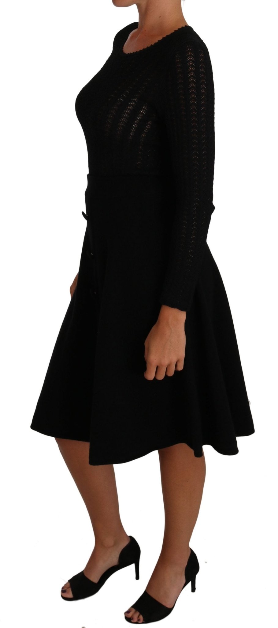 Black Knitted Wool Sheath Long Sleeves Dress - coffeewithmee2Dolce & GabbanaP1398S