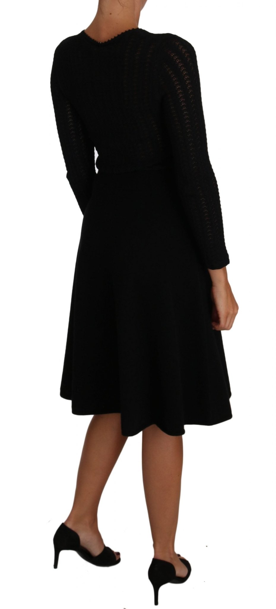 Black Knitted Wool Sheath Long Sleeves Dress - coffeewithmee2Dolce & GabbanaP1398S