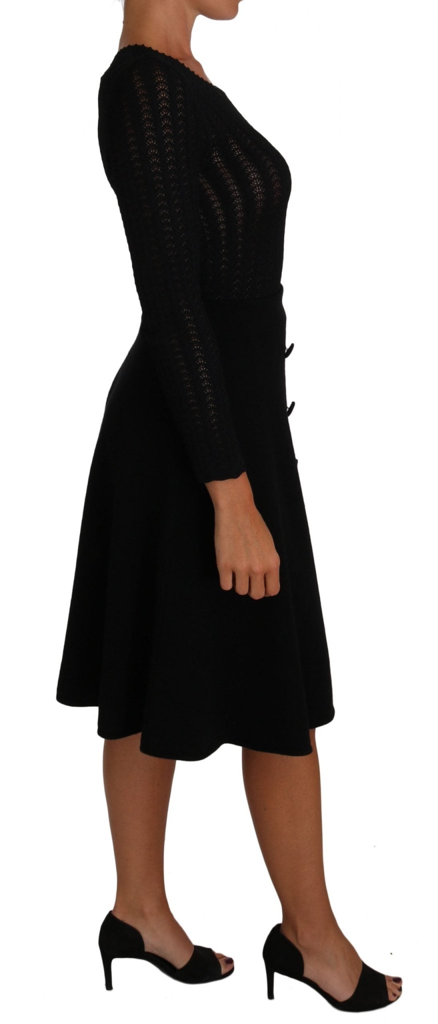 Black Knitted Wool Sheath Long Sleeves Dress - coffeewithmee2Dolce & GabbanaP1398S