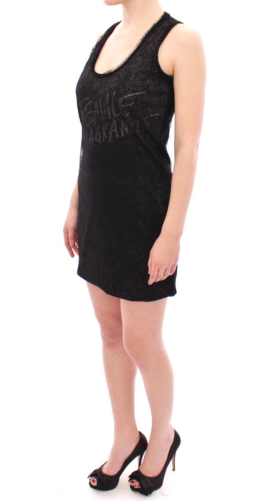 Black Lace Lined Stretch Mini Dress - coffeewithmee2Ermanno ScervinoP0860S