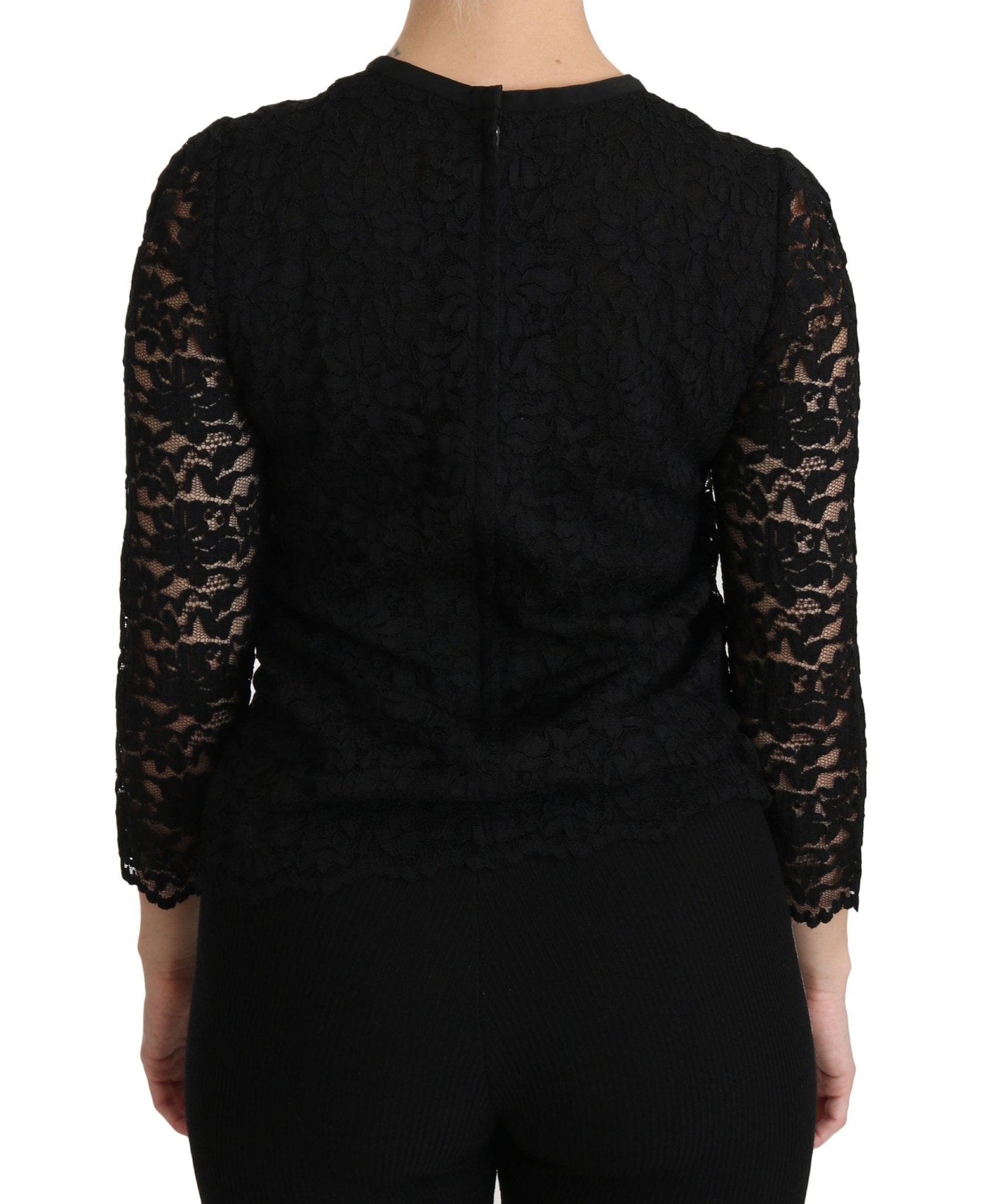 Black Lace Long Sleeve Nylon Blouse - coffeewithmee2Dolce & GabbanaP2732S