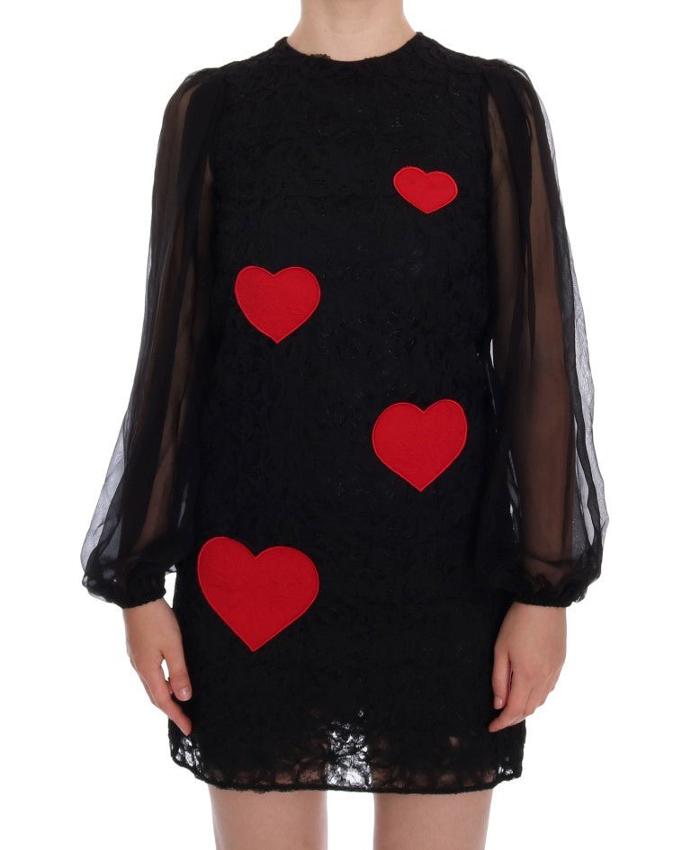 Black Lace Red Heart Shift Dress - coffeewithmee2Dolce & GabbanaP1984S