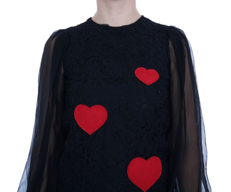 Black Lace Red Heart Shift Dress - coffeewithmee2Dolce & GabbanaP1984S